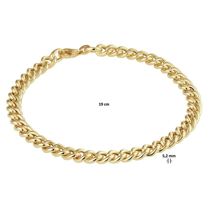 A yellow gold curb link bracelet, with measurements