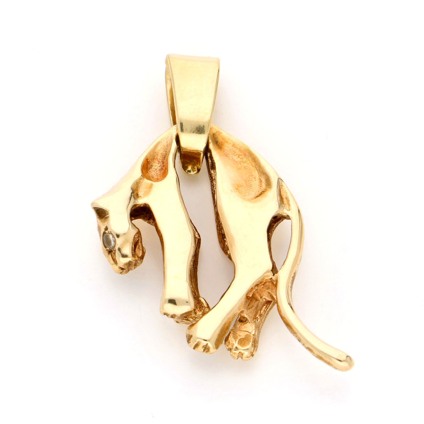 Diamond 14 Carat Gold "Hanging Panther" Pendant