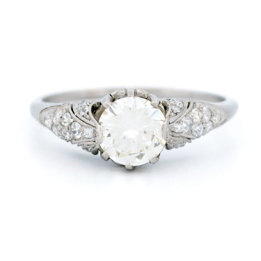 Art Deco Diamond Solitaire Engagement Ring In Platinum