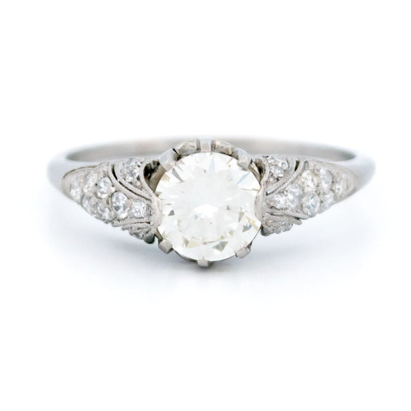 Art Deco Diamond Solitaire Engagement Ring In Platinum