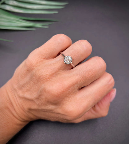 Antique French 18 Carat White Gold and Platinum Single Stone Diamond Ring, 0.70 Carat
