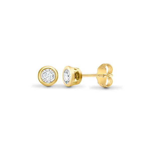 Diamond 18 Carat Yellow Gold Solitaire Stud Earrings