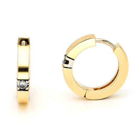 Diamond 14 Carat Gold Creole Earrings