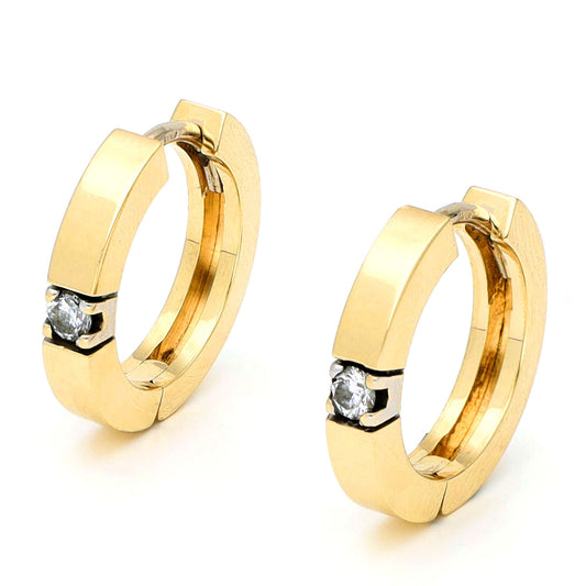 Diamond 14 Carat Gold Creole Earrings