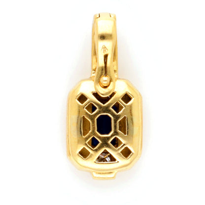 A yellow gold pendant with a hinged halter, against a white background