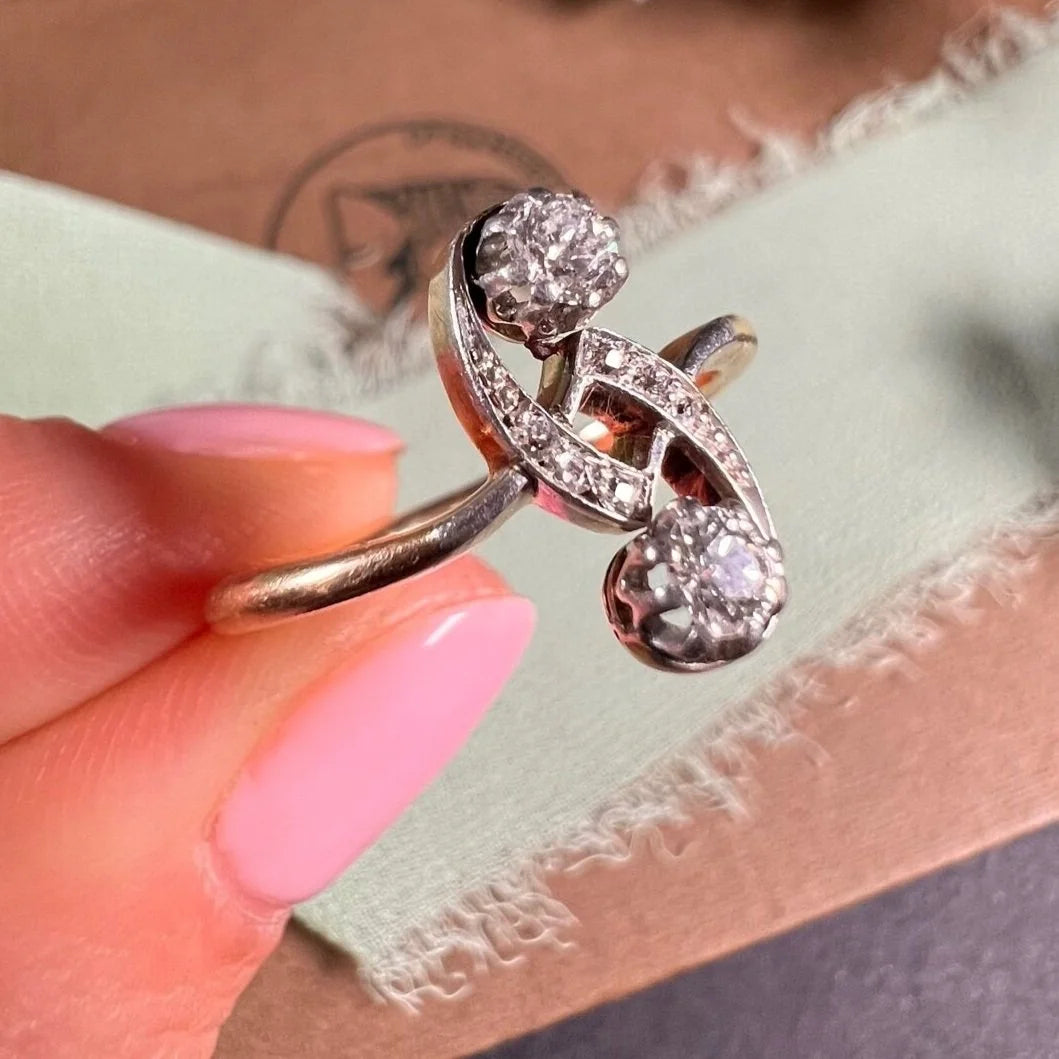 Antique 14ct Gold Edwardian Diamond Belle Époque Ring