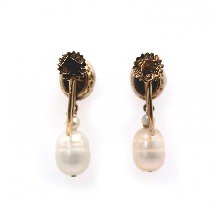 Vintage Rose Cut Diamond and Pearl Drop Earrings