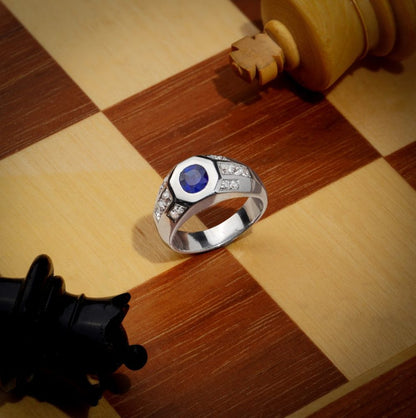 Vintage 0.50ct Sapphire and Diamond Gents Engagement Ring