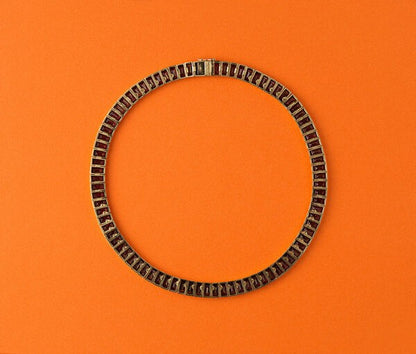 Vintage French Baguette Garnet Collar Necklace by Poiray, Circa 1985