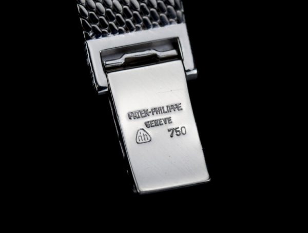 Patek Philippe Mini Ellipse 18ct White Gold Ladies Vintage Manual Watch, on an 18ct Patek Philippe bracelet strap