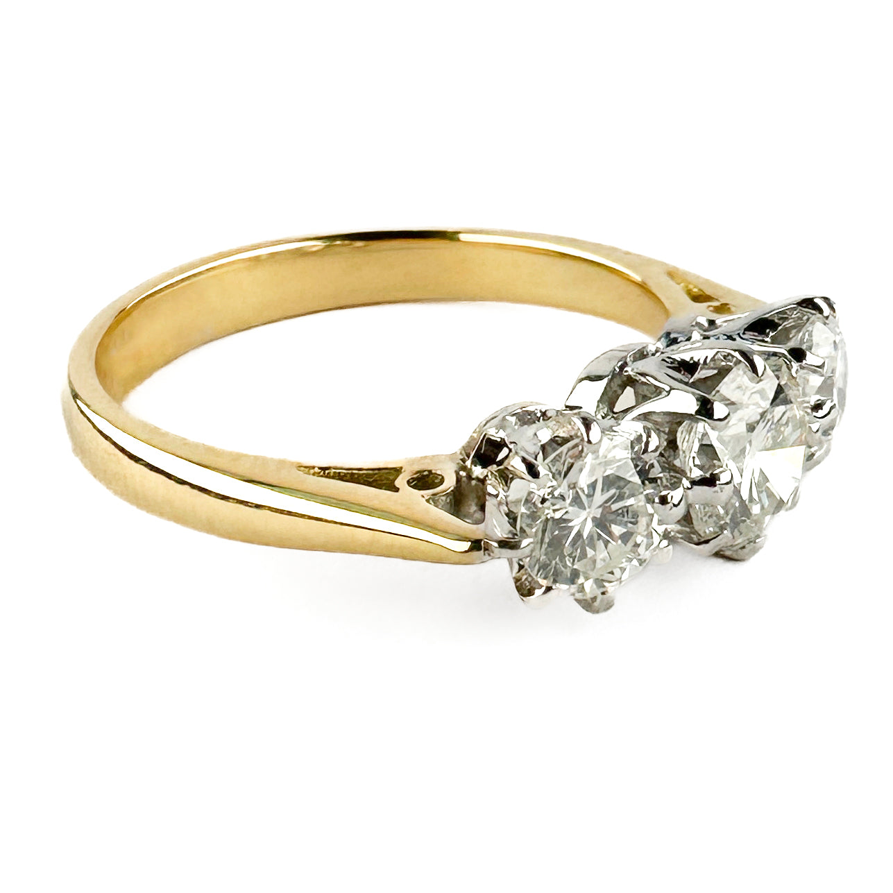 Vintage Art Deco 1.24ct Diamond Three Stone Engagement Ring