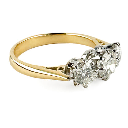 Vintage Art Deco 1.24ct Diamond Three Stone Engagement Ring