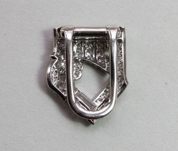 Art Deco 3.20ct Diamond Dress Clip, Signed Bailey Banks and Biddle
