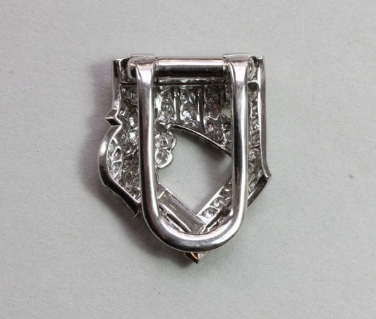 Art Deco 3.20ct Diamond Dress Clip, Signed Bailey Banks and Biddle