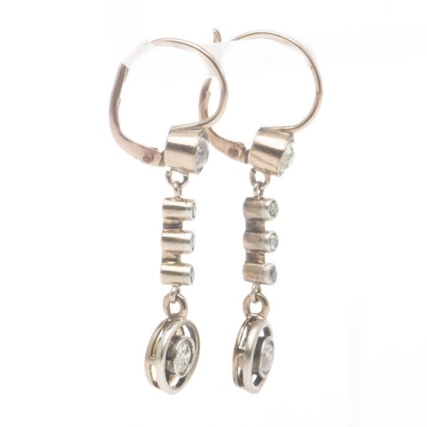 Antique Victorian 0.52ct Old Cut Diamond Drop Earrings