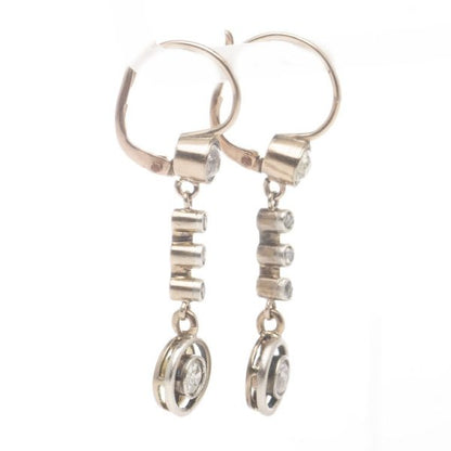 Antique Victorian 0.52ct Old Cut Diamond Drop Earrings