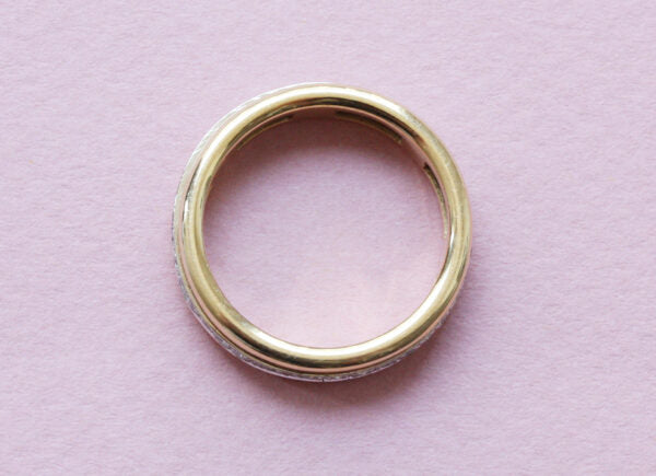 Diamond and 18ct Yellow Gold Spinning Full Eternity Ring; 18ct gold band ring with a turning inner eternity ring set with 0.40cts brilliant cut diamonds