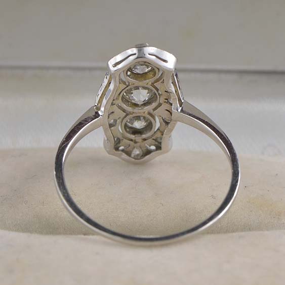 Edwardian Antique 1ct Old Cut Diamond Trilogy Panel Ring