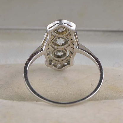 Edwardian Antique 1ct Old Cut Diamond Trilogy Panel Ring