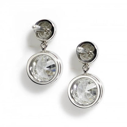 Old Cut Diamond Drop Earrings, 2.36 carat total