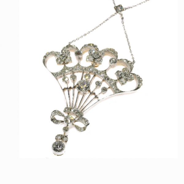 Belle Epoque Old Cut Diamond Pendant, 2.30cts, Silver and Gold, c.1900