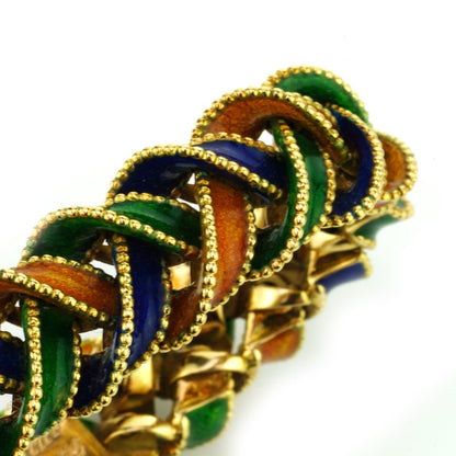 Van Cleef and Arpels 18ct Gold and Enamel Plait Bracelet