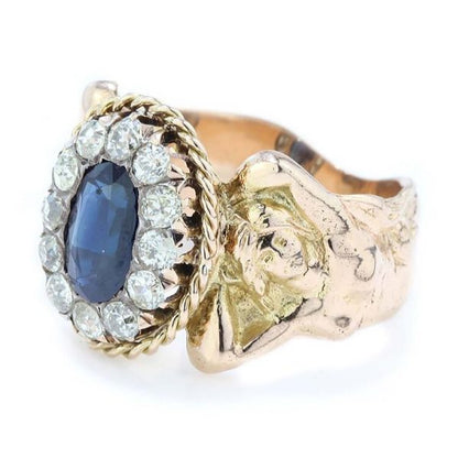 Antique Sapphire and Diamond Cluster Dress Ring