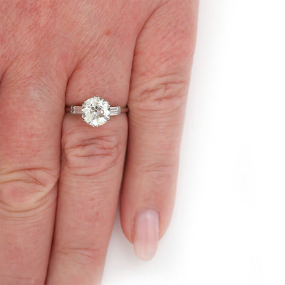 Art Deco 1.97ct Old Cut Diamond Solitaire Engagement Ring