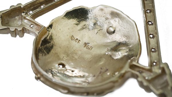 Vintage 18ct Yellow Gold Chain Necklace with Diamonds; set with 0.38cts round brilliant-cut diamonds in a geometric design. Circa 1970s