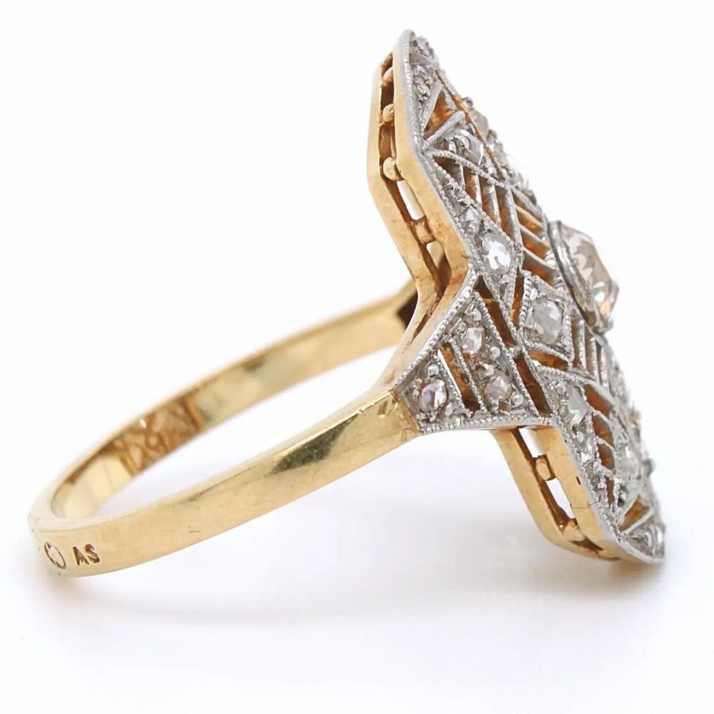 Antique Old Cut and Rose Cut Diamond Star Plaque Ring