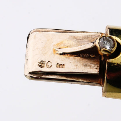 Vintage 1980s Ruby Diamond 14ct Yellow Gold Bangle Bracelet