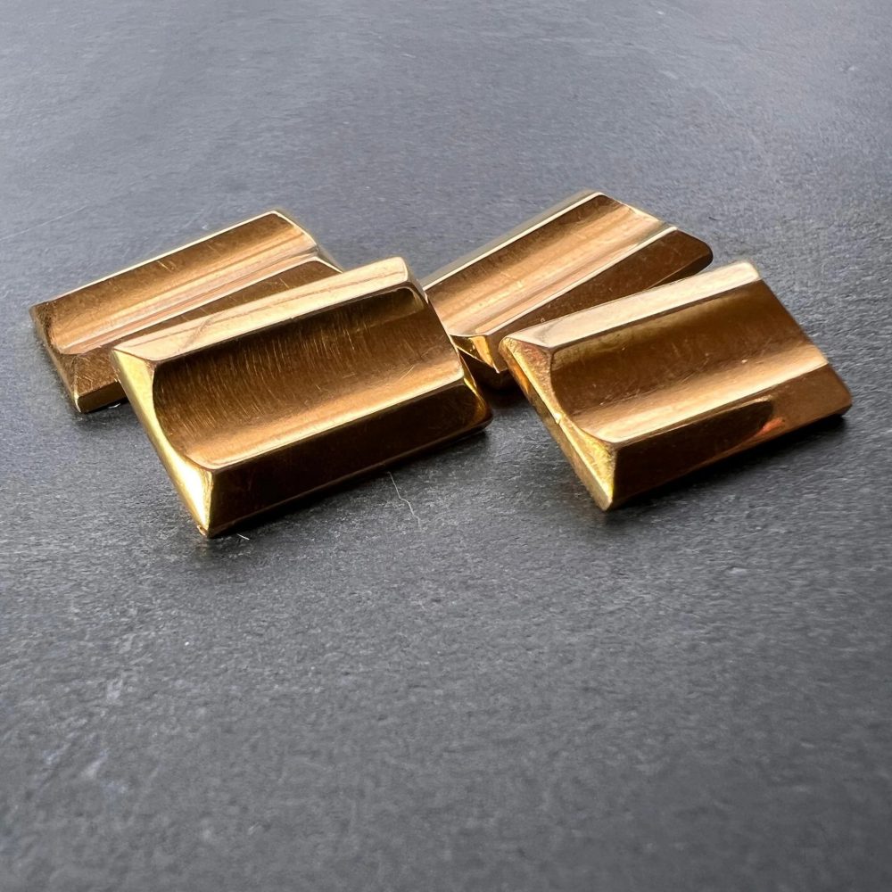 French Retro Tank Style 18ct Yellow Gold Cufflinks