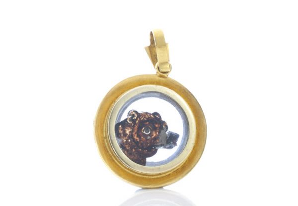 Antique Victorian Essex Crystal, Pearl and Enamel Bear Pendant