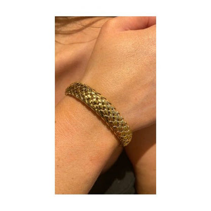 Tiffany and Co Vannerie 18ct Yellow Gold Bracelet; domed lattice design, folding clasp. Stamped Tiffany & Co., 750, 1995