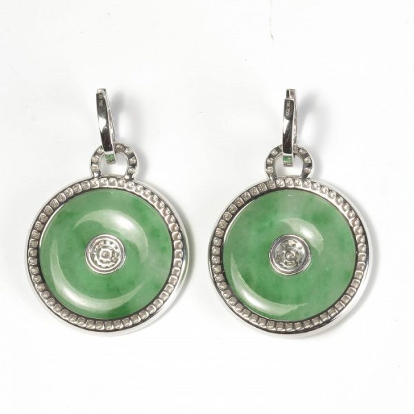 Jade and Diamond Cluster Drop Earrings, 4.50 carats