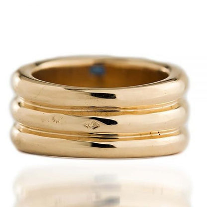 Cartier 18ct Gold Triple Ring Band with Sapphires, Signed and Numbered