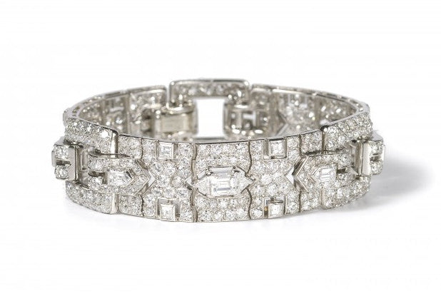 Art Deco Cartier Diamond Bracelet in Platinum, Circa 1929