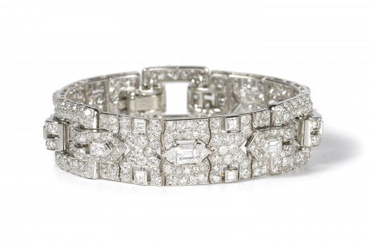 Art Deco Cartier Diamond Bracelet in Platinum, Circa 1929
