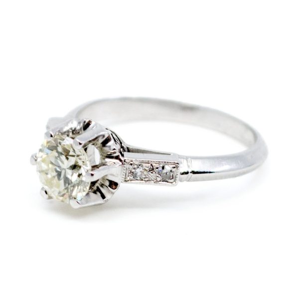 Vintage 0.93ct Old European Cut Diamond Ring, Platinum