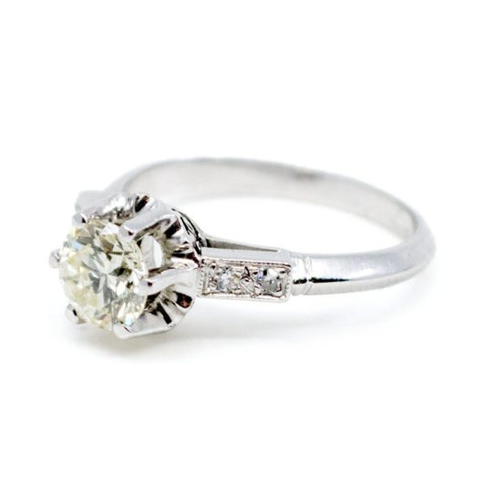 Vintage 0.93ct Old European Cut Diamond Ring, Platinum