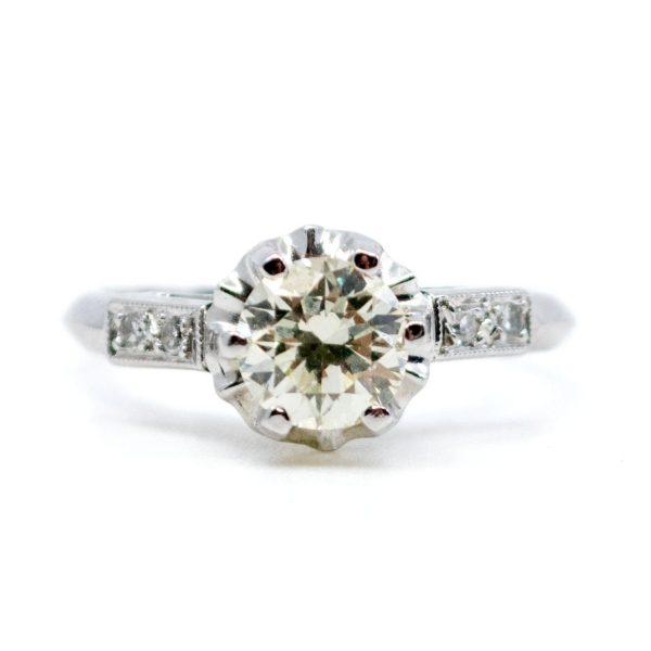 Vintage 0.93ct Old European Cut Diamond Ring, Platinum