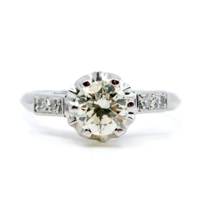 Vintage 0.93ct Old European Cut Diamond Ring, Platinum