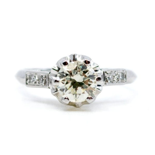 Vintage 0.93ct Old European Cut Diamond Ring, Platinum