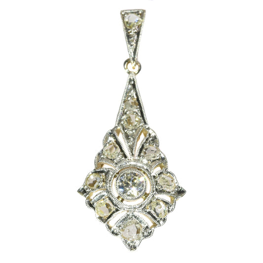Antique Art Deco Old European and Rose Cut Diamond Pendant