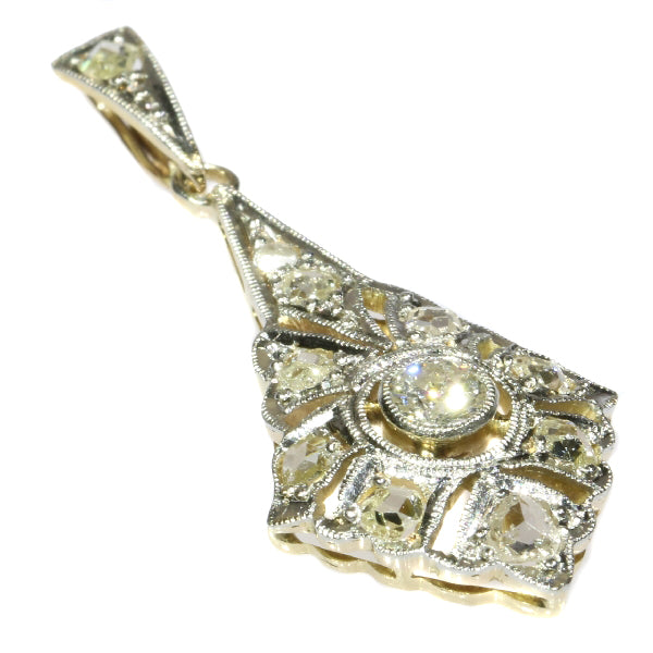 Antique Art Deco Old European and Rose Cut Diamond Pendant