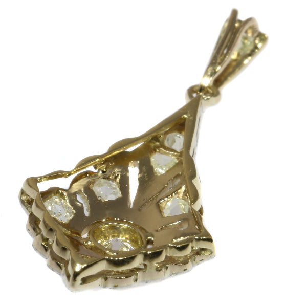 Antique Art Deco Old European and Rose Cut Diamond Pendant