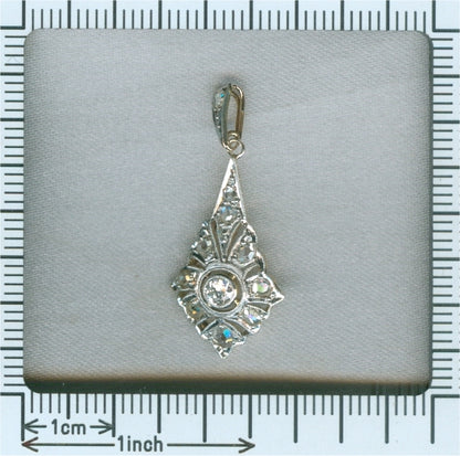 Antique Art Deco Old European and Rose Cut Diamond Pendant