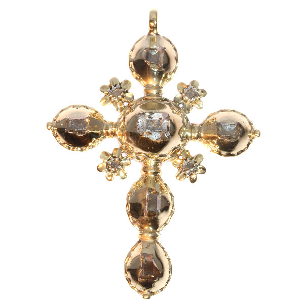 18th Century Antique Diamond Cross In 18 Carat Yellow Gold