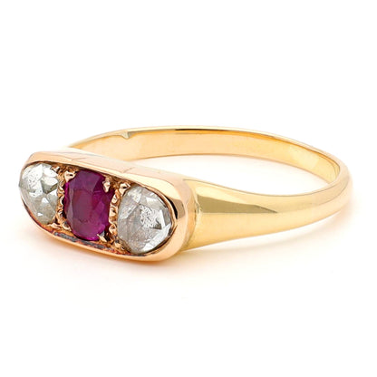 Diamond Ruby 14ct Trilogy Ring