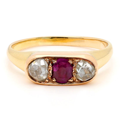 Diamond Ruby 14ct Trilogy Ring